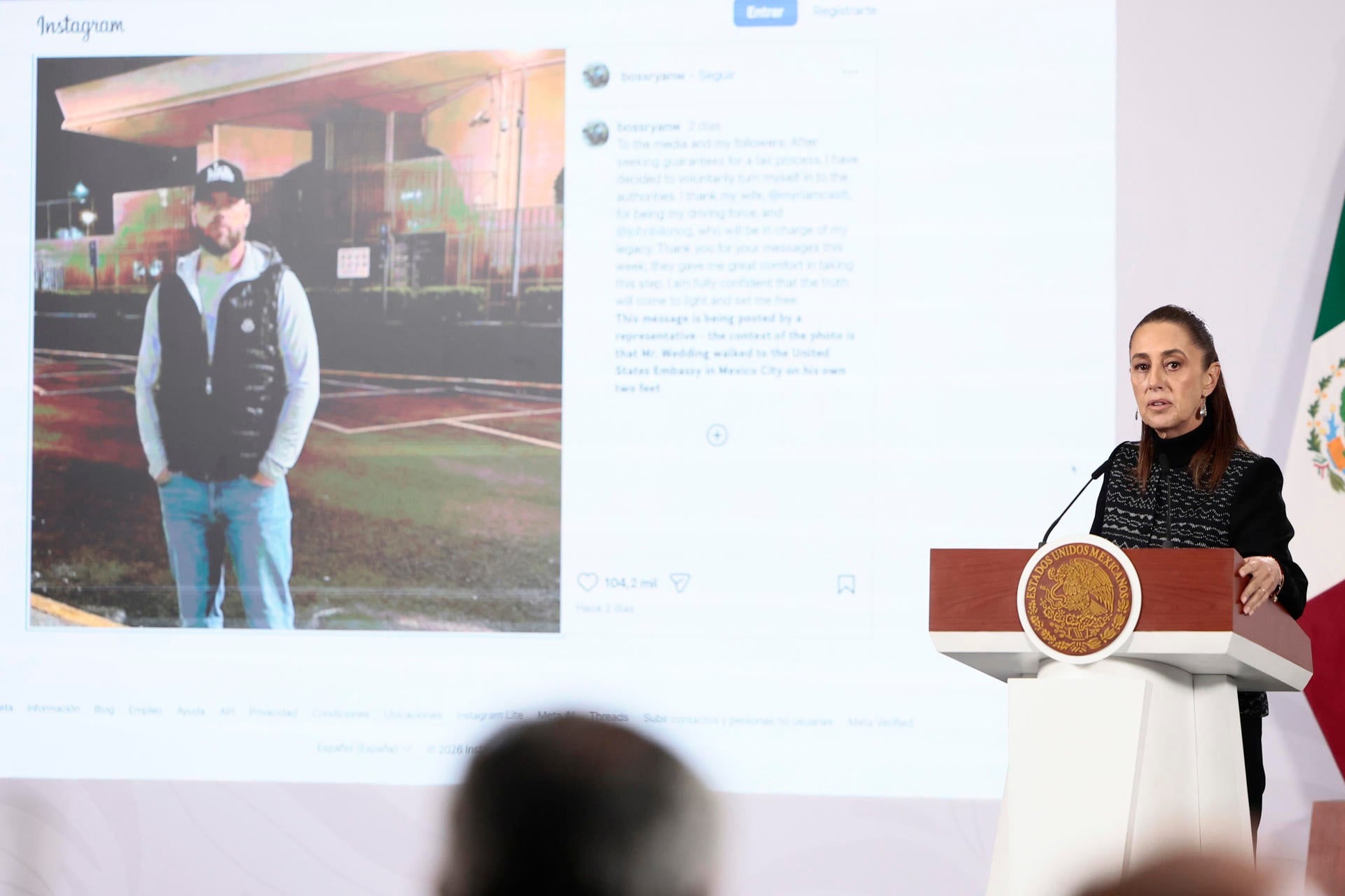 Sheinbaum evita ‘polémica’ con EU y recalca que el exatleta Ryan Wedding se entregó